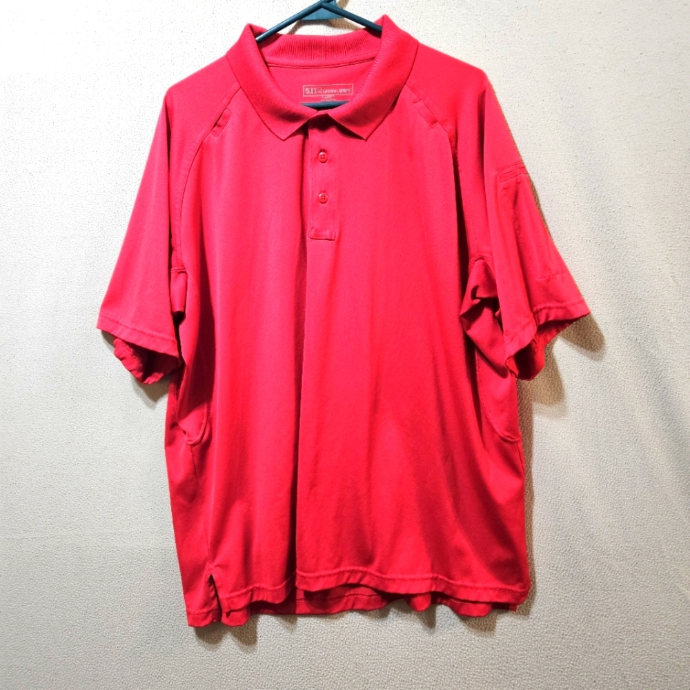 5.11 Tactical Series XL Men's Red Short Sleeve Polo Collared Shirt